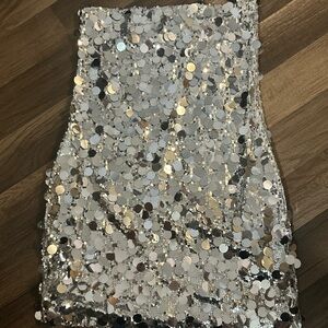 White Fox Boutique Silver Sequin Mini Dress